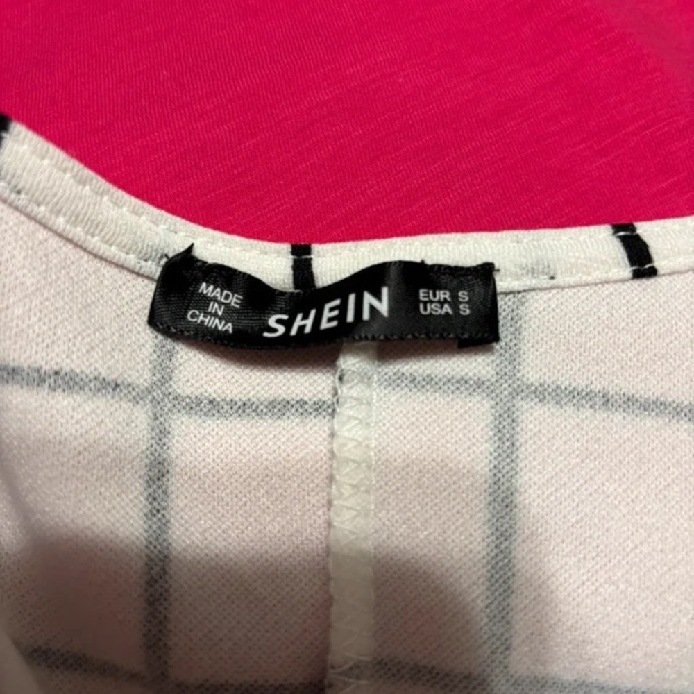 SHEIN White Grid Open-Front Draped Cardigan - Picture 3 of 3